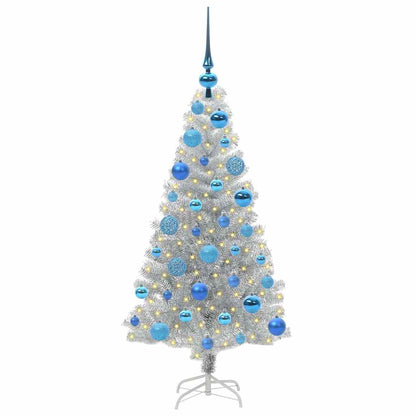 Weihnachtsbaum mit 150 LEDs mit Ständer Silber 120 cm PET