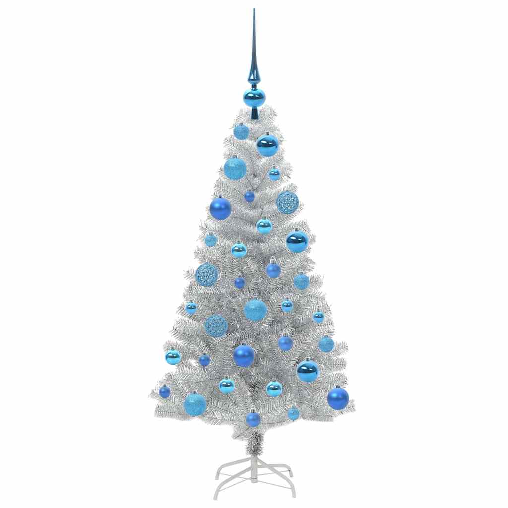 Weihnachtsbaum mit 150 LEDs mit Ständer Silber 120 cm PET