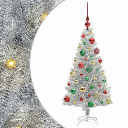 vidaXL Weihnachtsbaum mit 150 LEDs mit Ständer Silber 120 cm PET