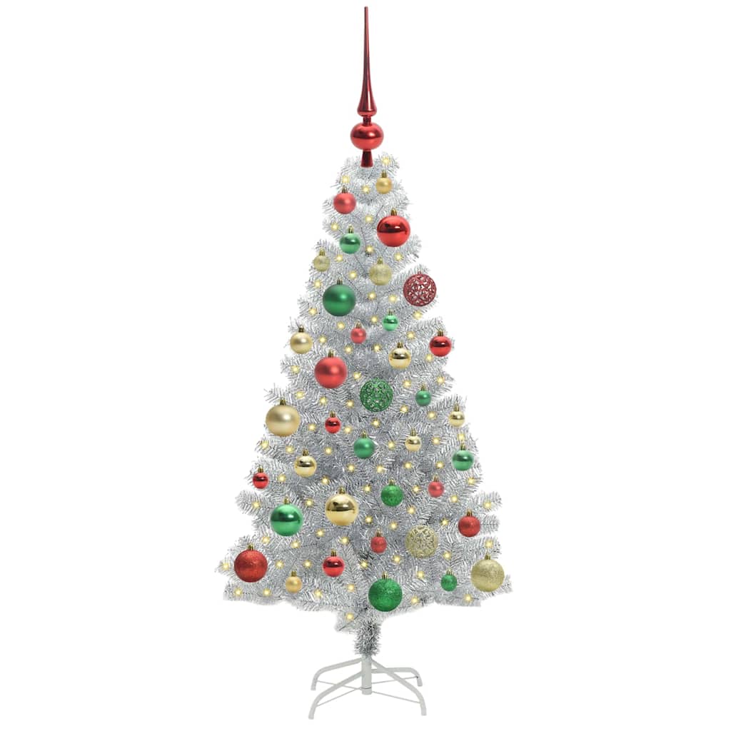 vidaXL Weihnachtsbaum mit 150 LEDs mit Ständer Silber 120 cm PET
