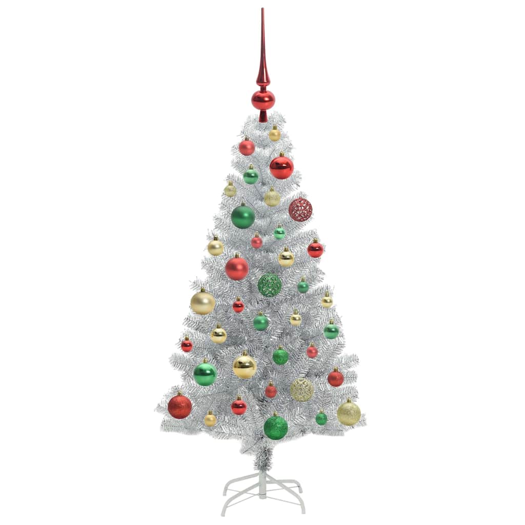 vidaXL Weihnachtsbaum mit 150 LEDs mit Ständer Silber 120 cm PET