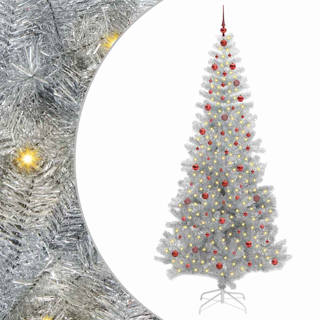 vidaXL Weihnachtsbaum mit 300 LEDs mit Ständer Silber 240 cm PET