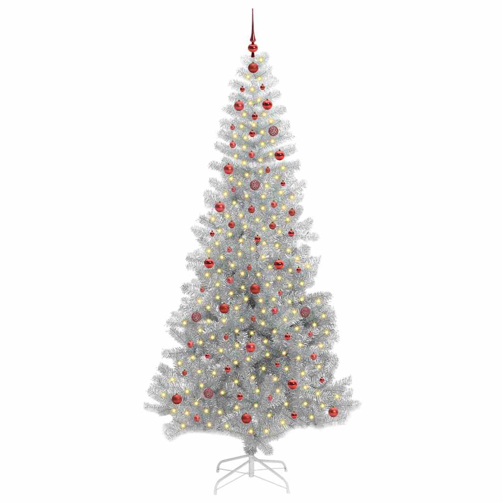 vidaXL Weihnachtsbaum mit 300 LEDs mit Ständer Silber 240 cm PET