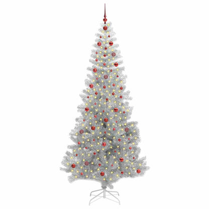 vidaXL Weihnachtsbaum mit 300 LEDs mit Ständer Silber 240 cm PET