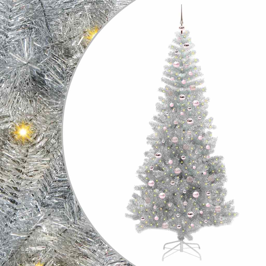 vidaXL Weihnachtsbaum mit 300 LEDs mit Ständer Silber 240 cm PET