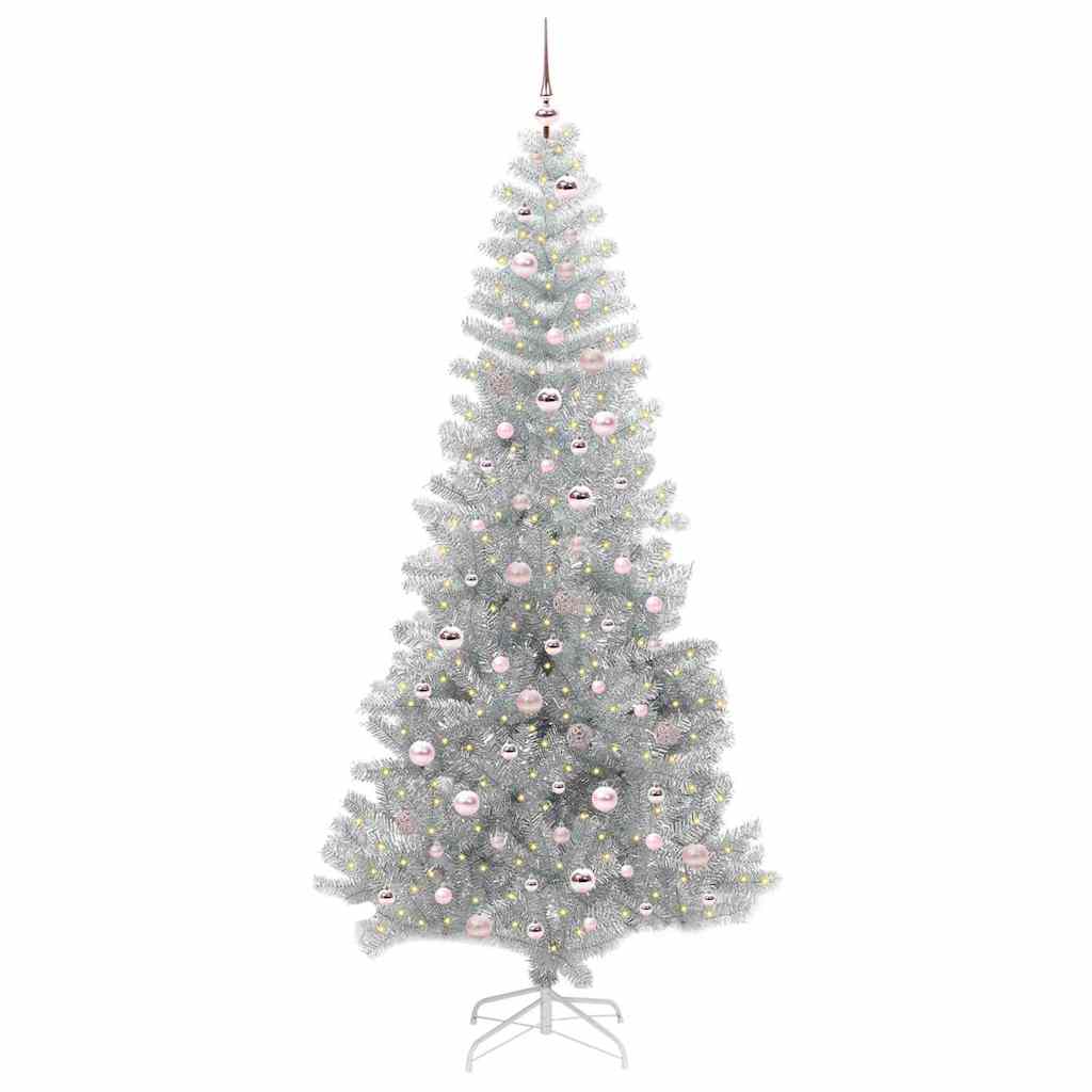 vidaXL Weihnachtsbaum mit 300 LEDs mit Ständer Silber 240 cm PET