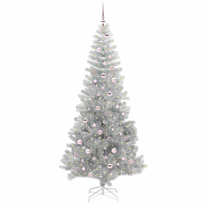 vidaXL Weihnachtsbaum mit 300 LEDs mit Ständer Silber 240 cm PET
