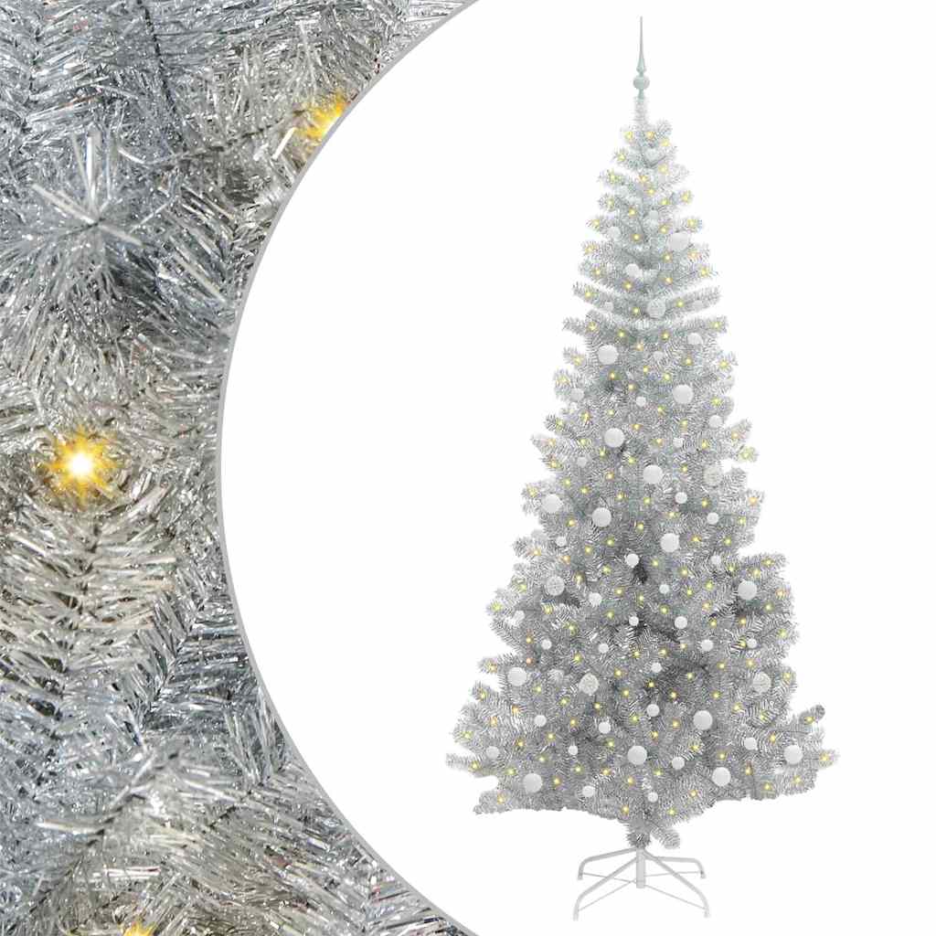 vidaXL Weihnachtsbaum mit 300 LEDs mit Ständer Silber 240 cm PET