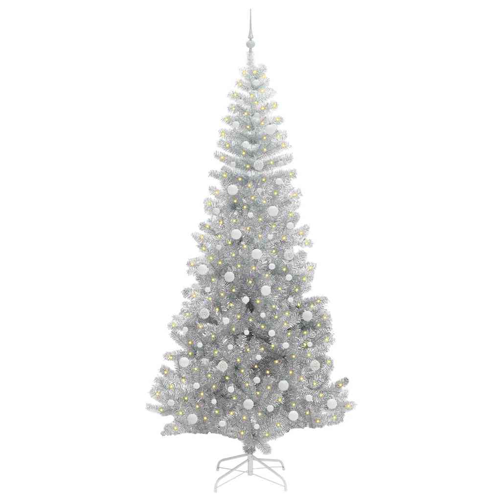vidaXL Weihnachtsbaum mit 300 LEDs mit Ständer Silber 240 cm PET