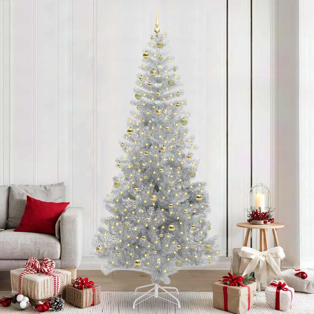 vidaXL Weihnachtsbaum mit 300 LEDs mit Ständer Silber 240 cm PET