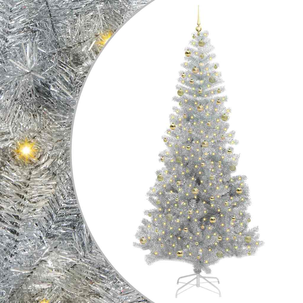 vidaXL Weihnachtsbaum mit 300 LEDs mit Ständer Silber 240 cm PET