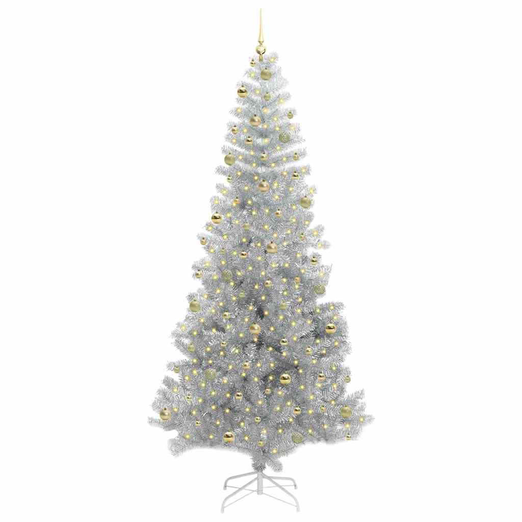 vidaXL Weihnachtsbaum mit 300 LEDs mit Ständer Silber 240 cm PET