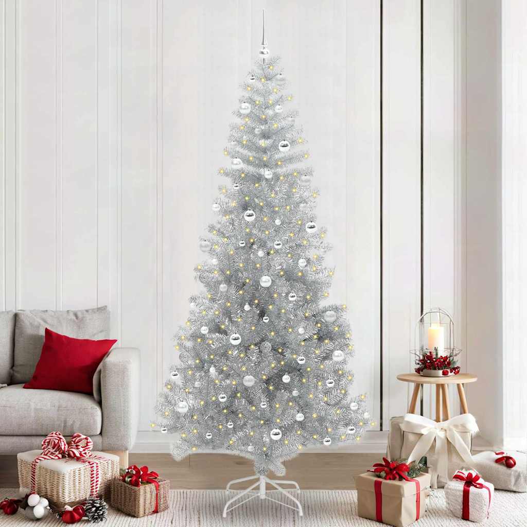 vidaXL Weihnachtsbaum mit 300 LEDs mit Ständer Silber 240 cm PET