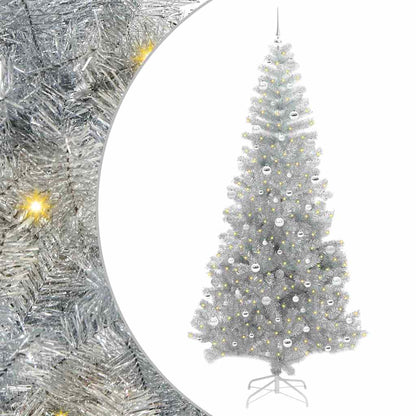 vidaXL Weihnachtsbaum mit 300 LEDs mit Ständer Silber 240 cm PET