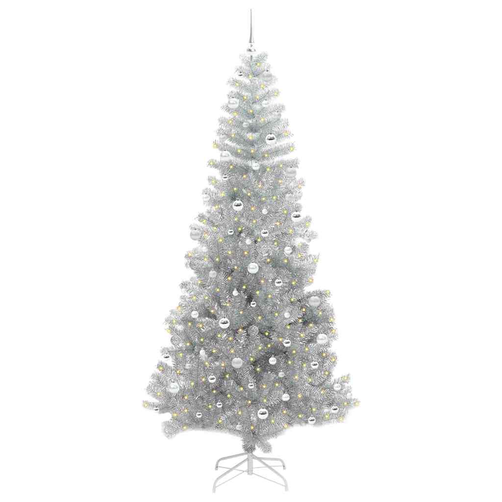 vidaXL Weihnachtsbaum mit 300 LEDs mit Ständer Silber 240 cm PET