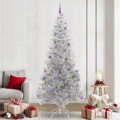 vidaXL Weihnachtsbaum mit 300 LEDs mit Ständer Silber 240 cm PET