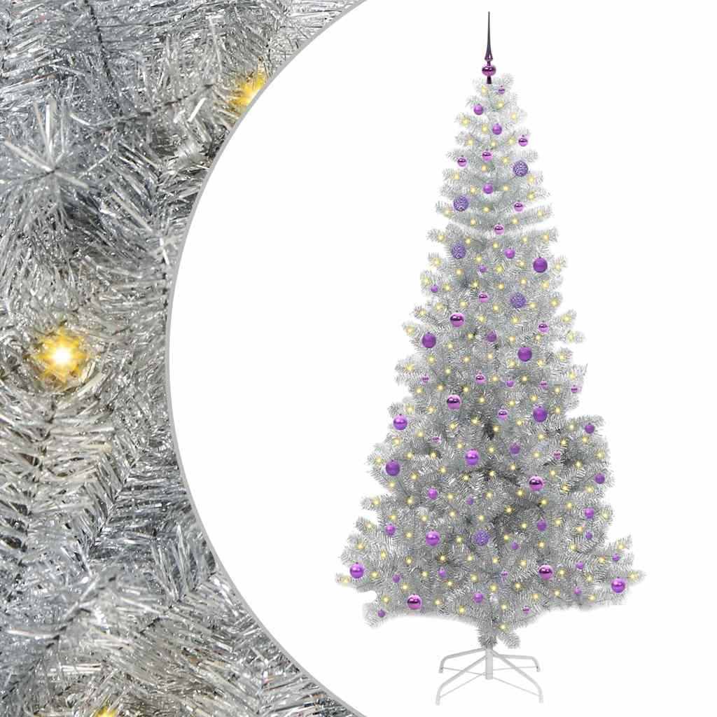 vidaXL Weihnachtsbaum mit 300 LEDs mit Ständer Silber 240 cm PET