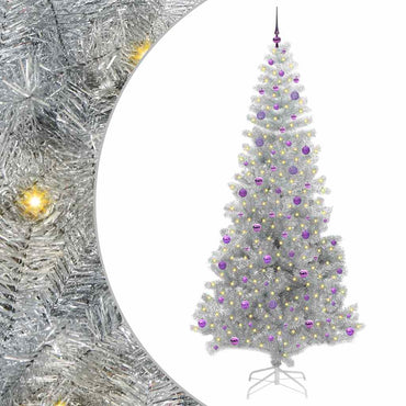 vidaXL Weihnachtsbaum mit 300 LEDs mit Ständer Silber 240 cm PET