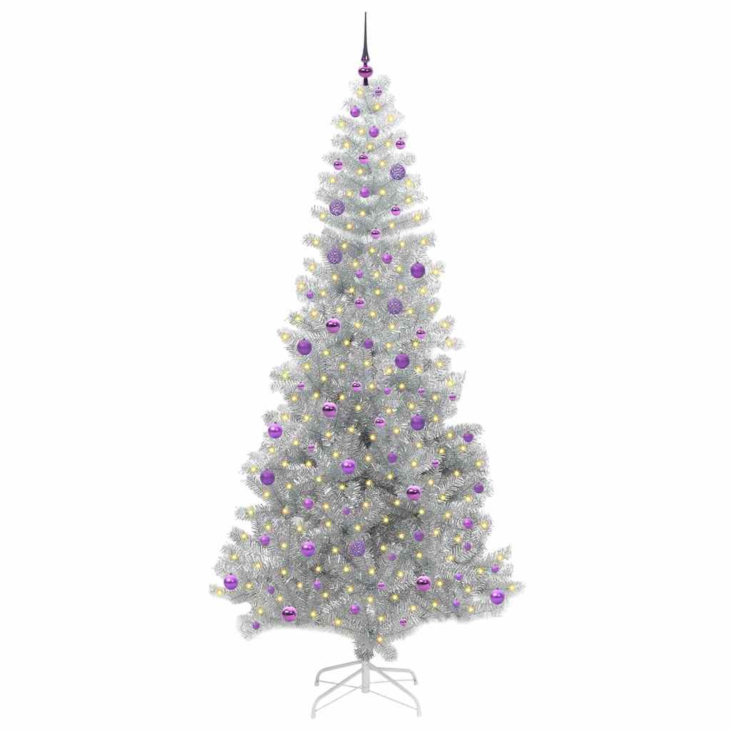 vidaXL Weihnachtsbaum mit 300 LEDs mit Ständer Silber 240 cm PET