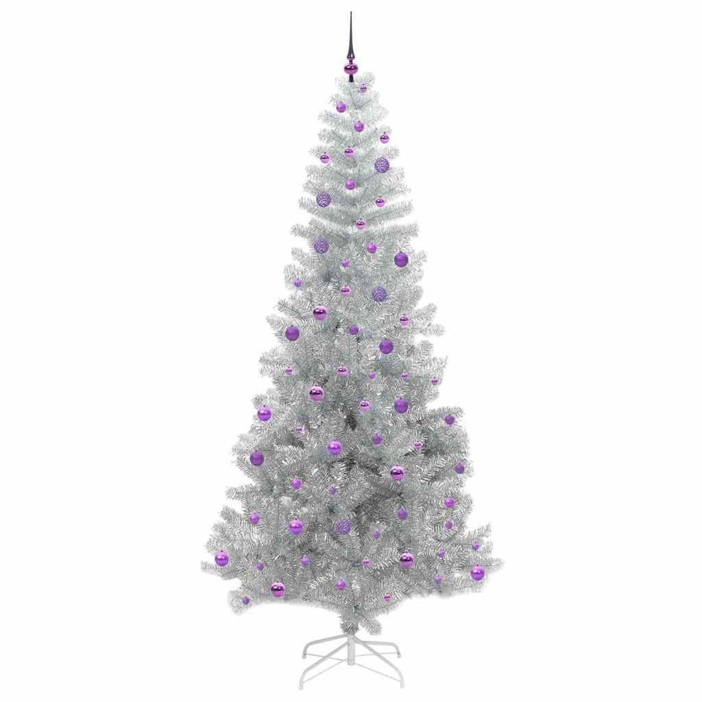 vidaXL Weihnachtsbaum mit 300 LEDs mit Ständer Silber 240 cm PET