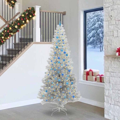 vidaXL Weihnachtsbaum mit 300 LEDs mit Ständer Silber 240 cm PET