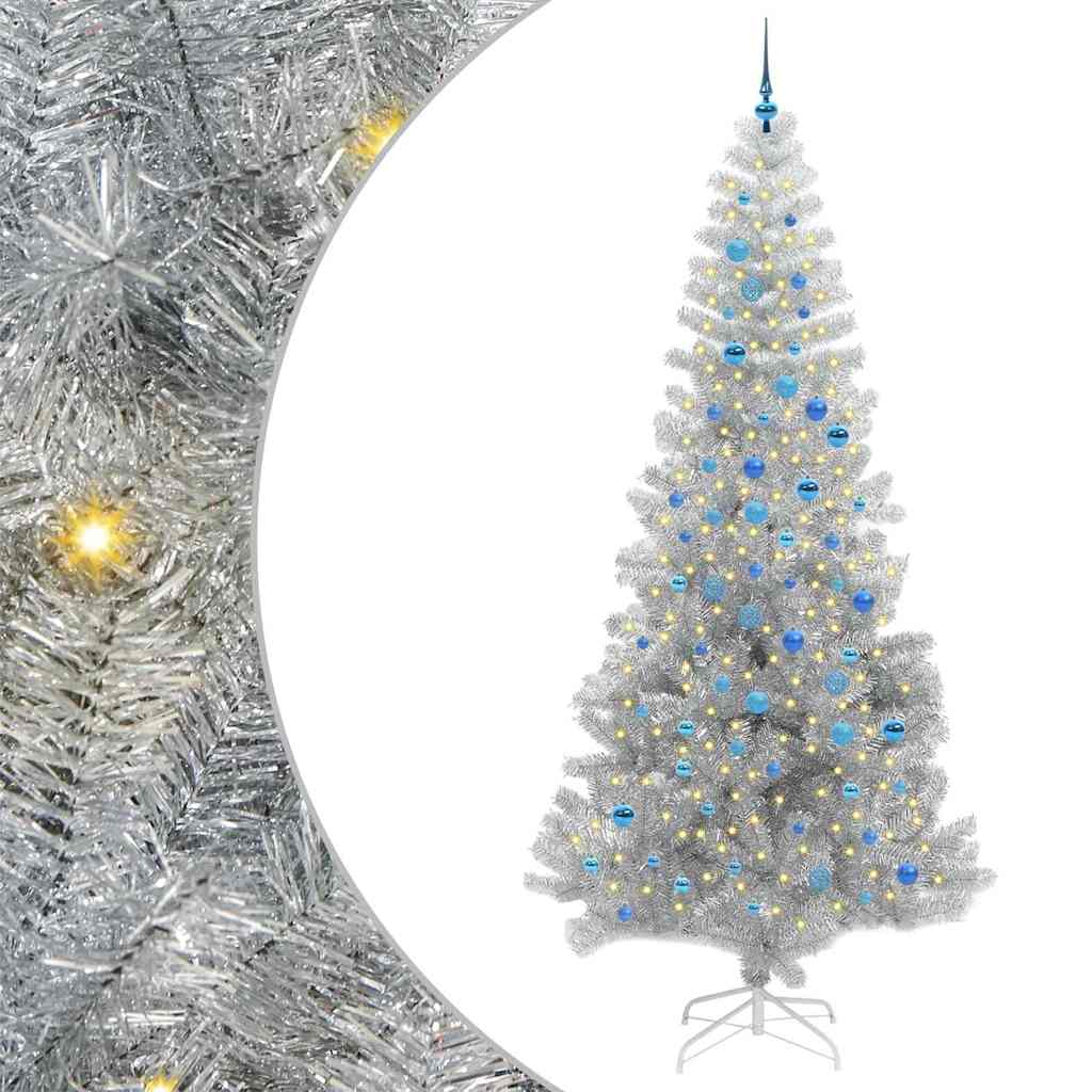 vidaXL Weihnachtsbaum mit 300 LEDs mit Ständer Silber 240 cm PET