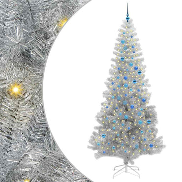 vidaXL Weihnachtsbaum mit 300 LEDs mit Ständer Silber 240 cm PET