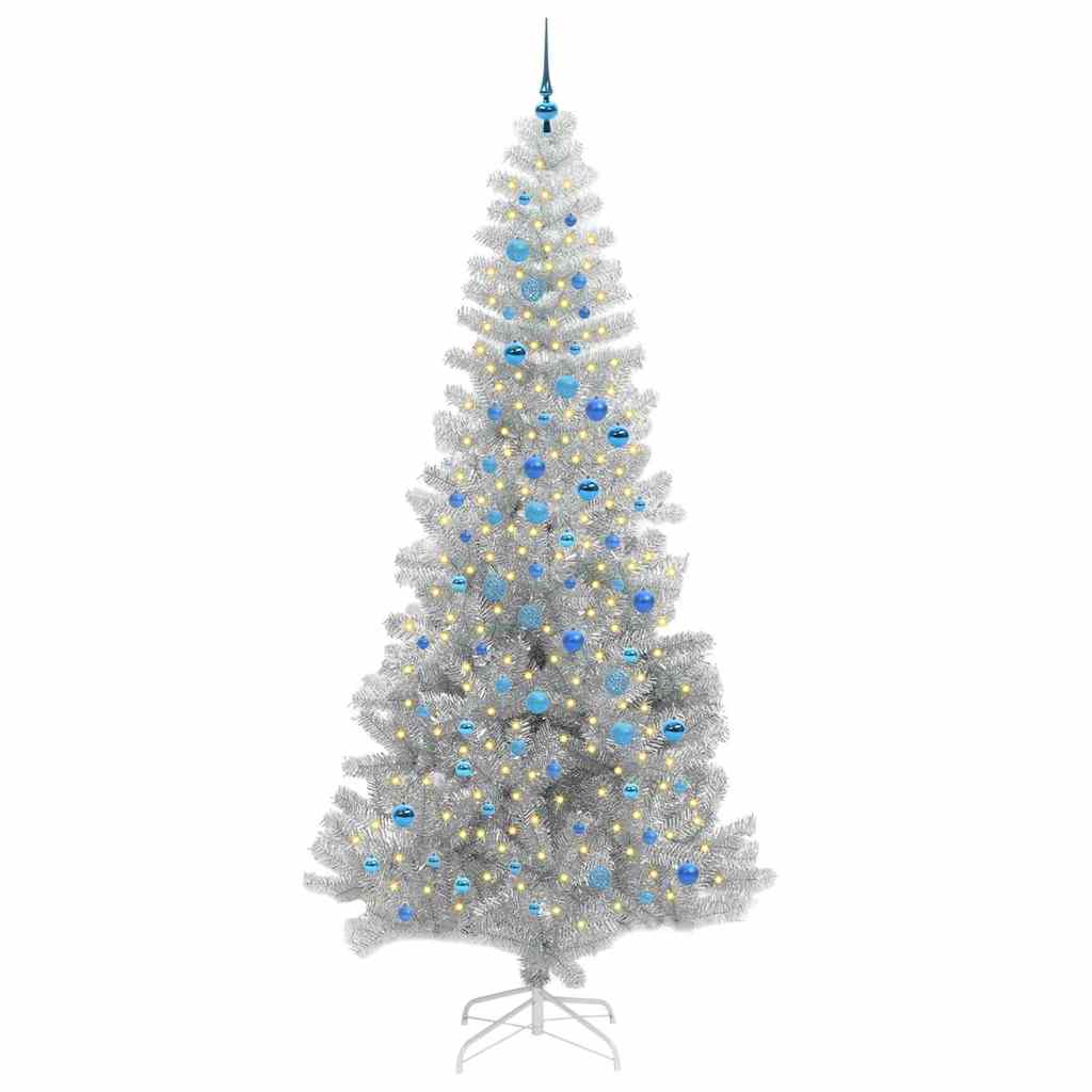 vidaXL Weihnachtsbaum mit 300 LEDs mit Ständer Silber 240 cm PET