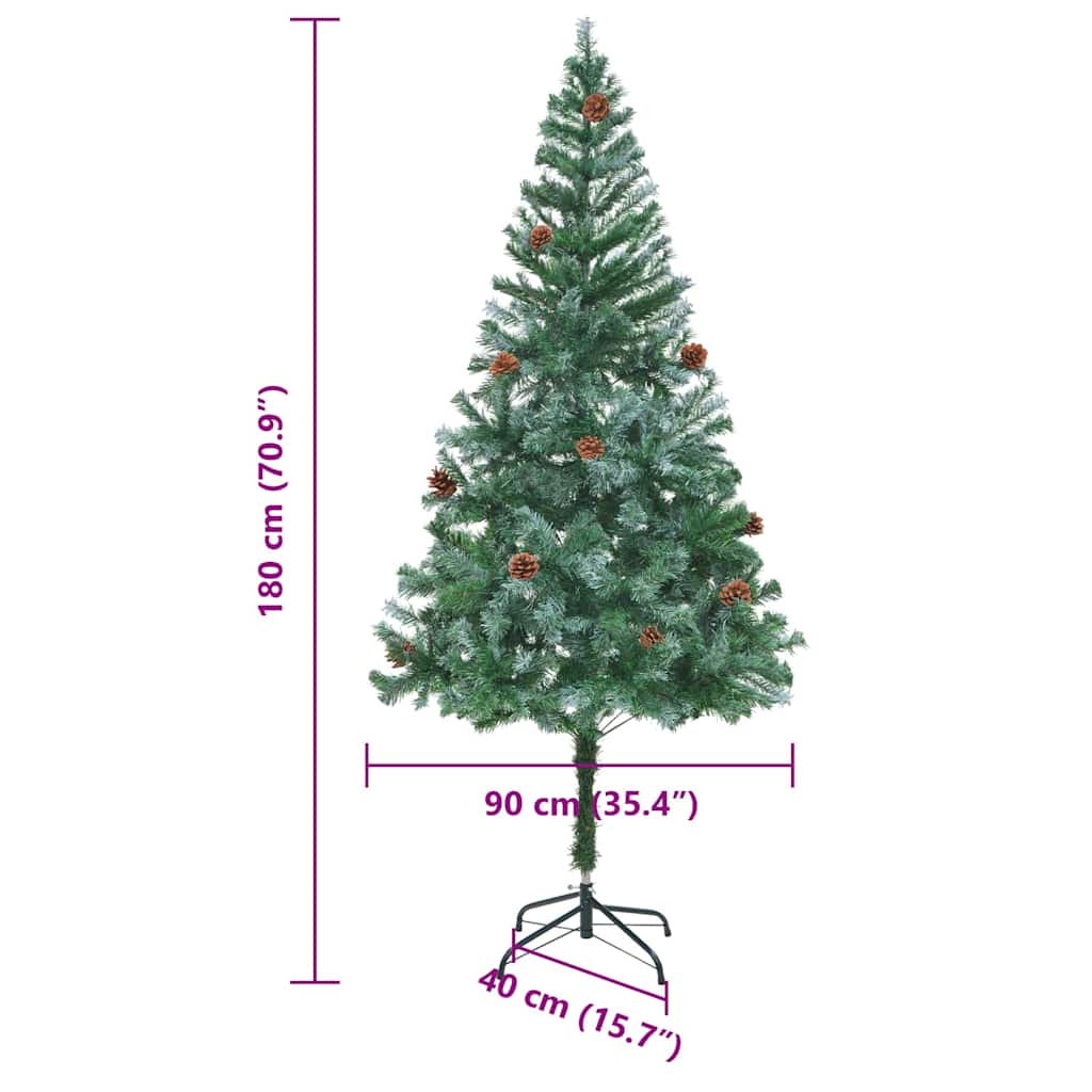 vidaXL Künstlicher Weihnachtsbaum Grün 180 cm PVC und Stahl
