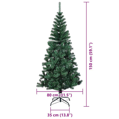 vidaXL Künstlicher vorbeleuchteter Weihnachtsbaum Grün 150 cm