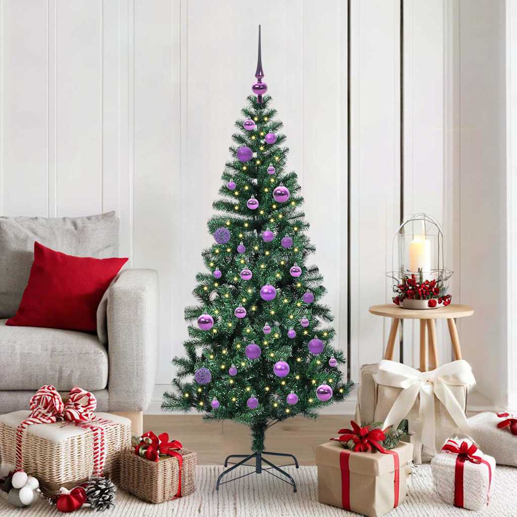 vidaXL Künstlicher vorbeleuchteter Weihnachtsbaum Grün 150 cm