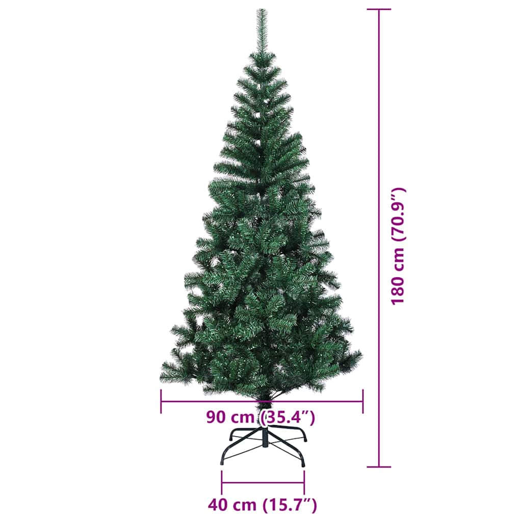 vidaXL Künstlicher vorbeleuchteter Weihnachtsbaum Grün 180 cm