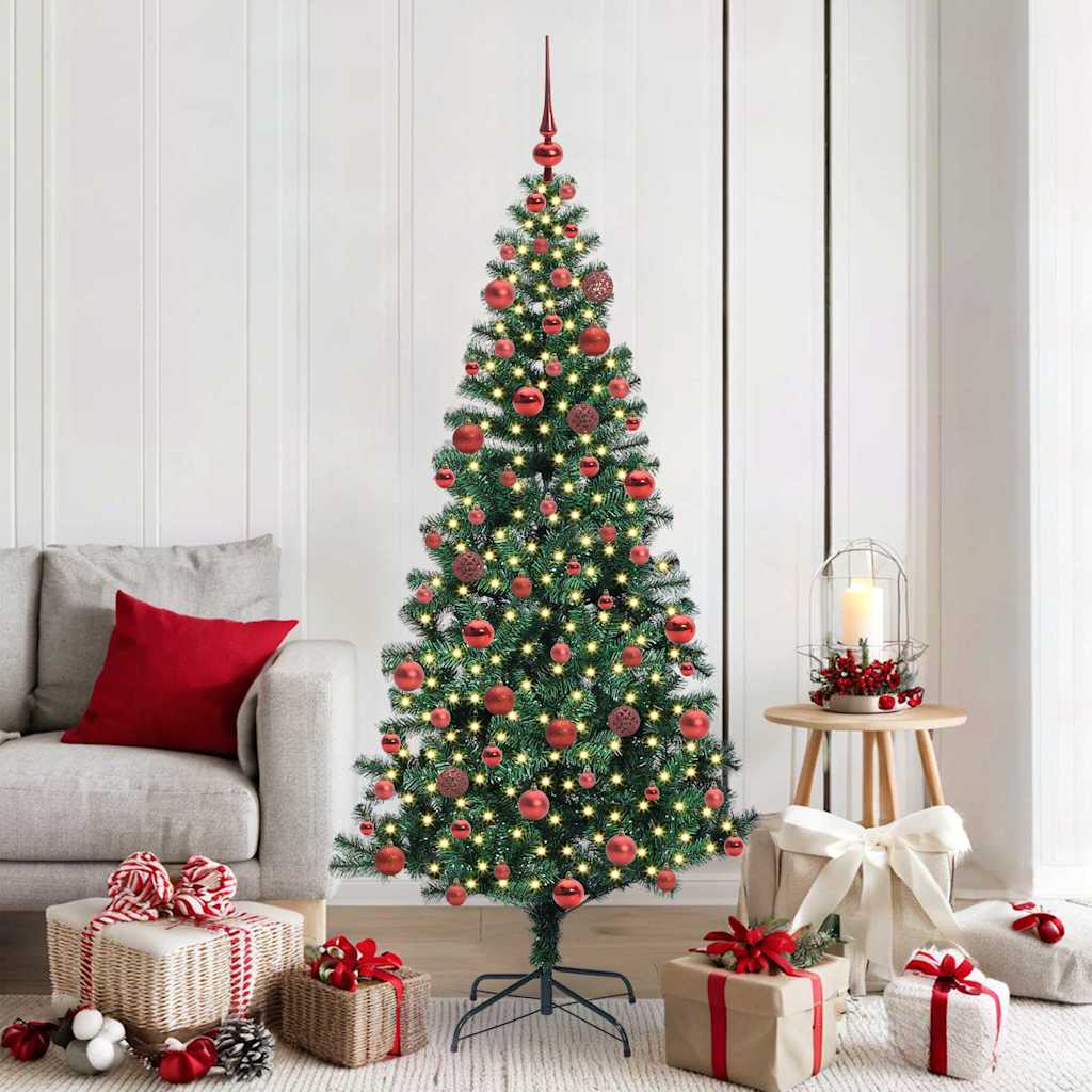 vidaXL Künstlicher vorbeleuchteter Weihnachtsbaum Grün 180 cm