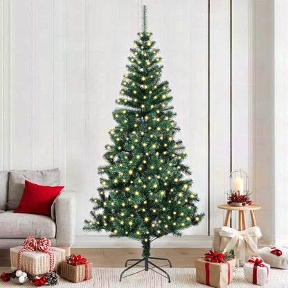 vidaXL Künstlicher vorbeleuchteter Weihnachtsbaum Grün 210 cm