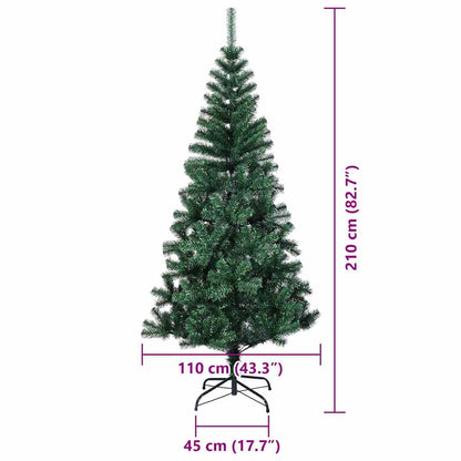 vidaXL Künstlicher vorbeleuchteter Weihnachtsbaum Grün 210 cm