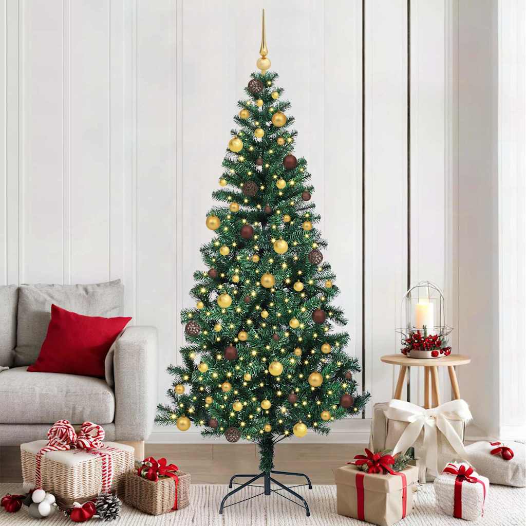 vidaXL Künstlicher vorbeleuchteter Weihnachtsbaum Grün 210 cm