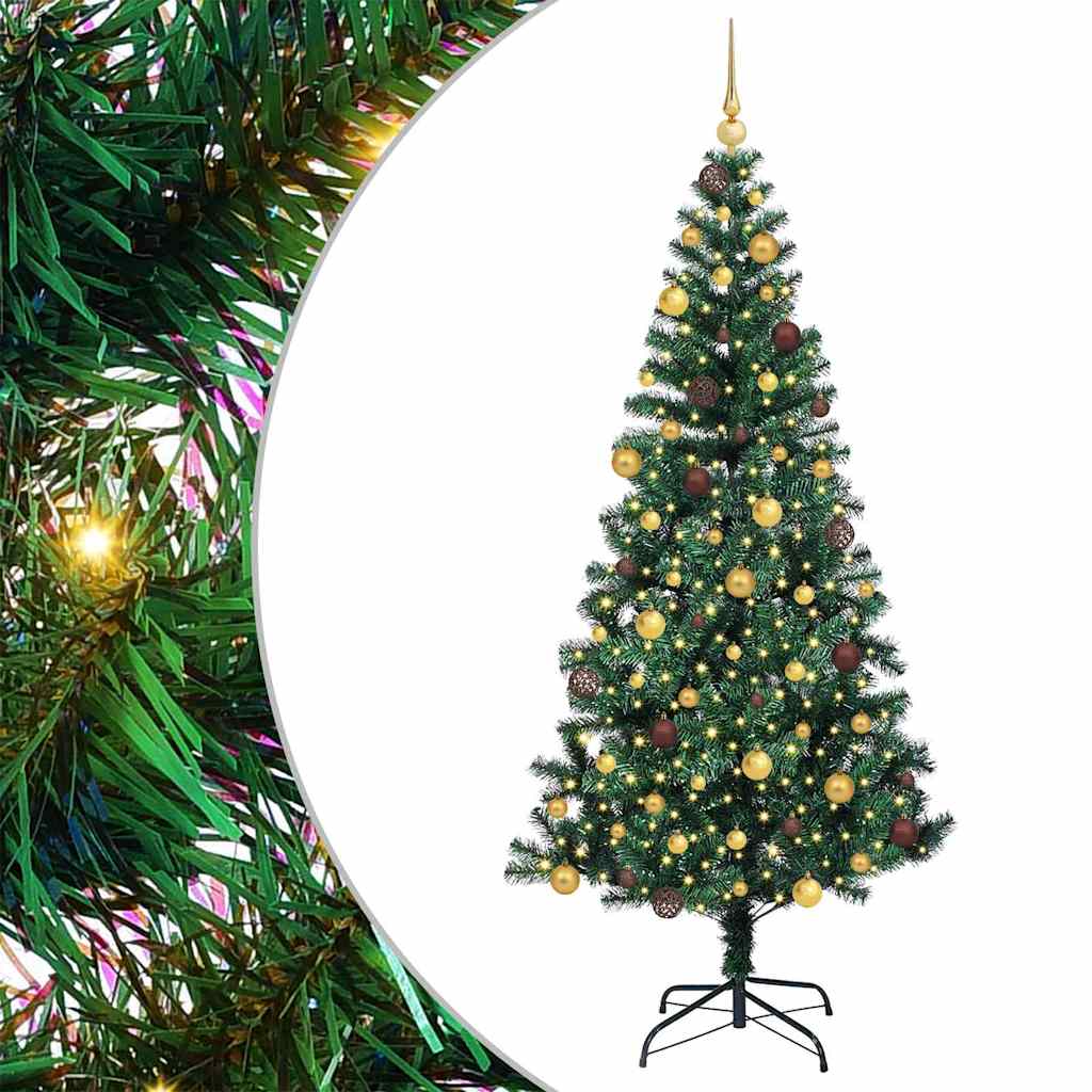 vidaXL Künstlicher vorbeleuchteter Weihnachtsbaum Grün 210 cm