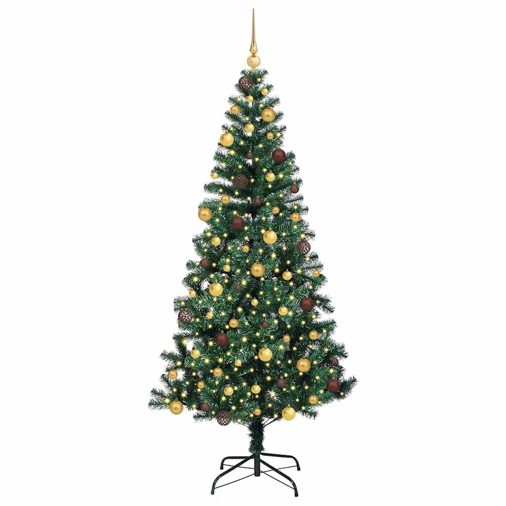 vidaXL Künstlicher vorbeleuchteter Weihnachtsbaum Grün 210 cm