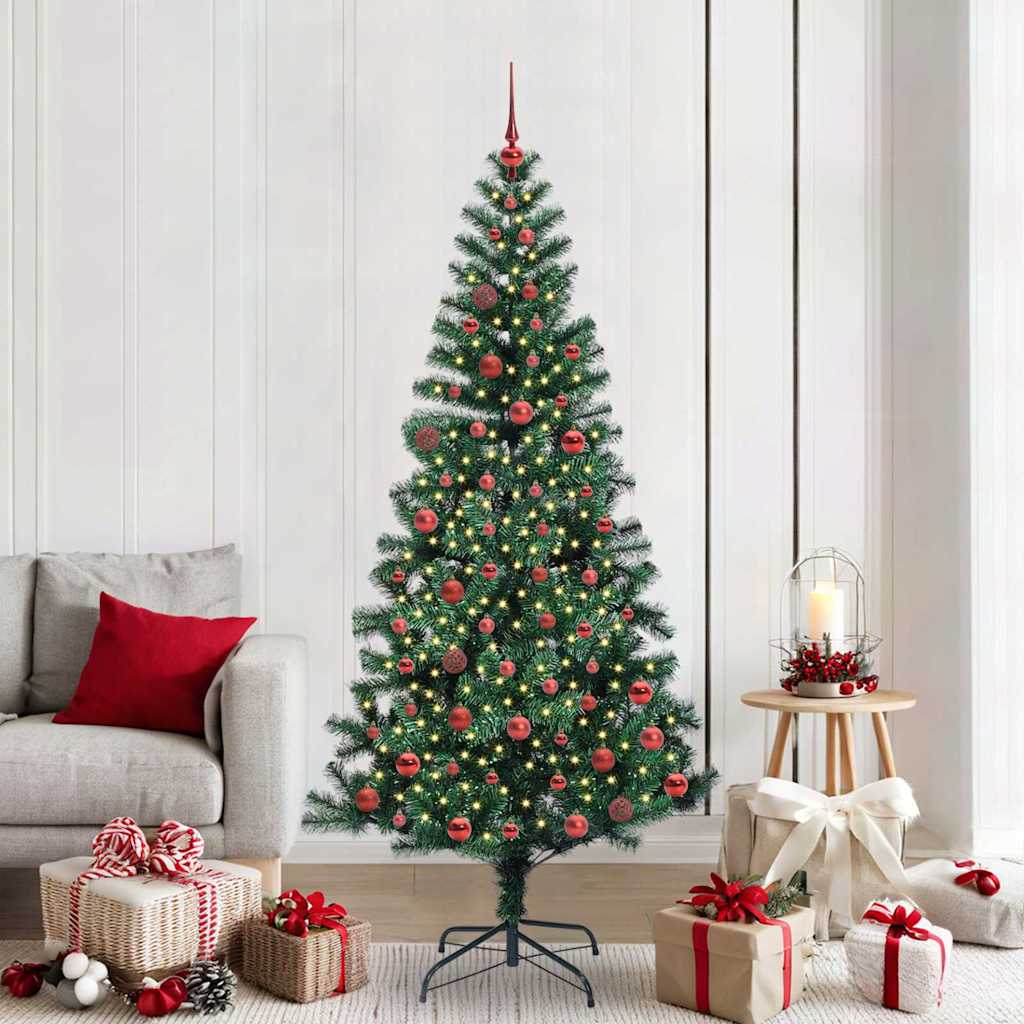 vidaXL Künstlicher vorbeleuchteter Weihnachtsbaum Grün 210 cm