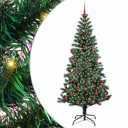 vidaXL Künstlicher vorbeleuchteter Weihnachtsbaum Grün 210 cm
