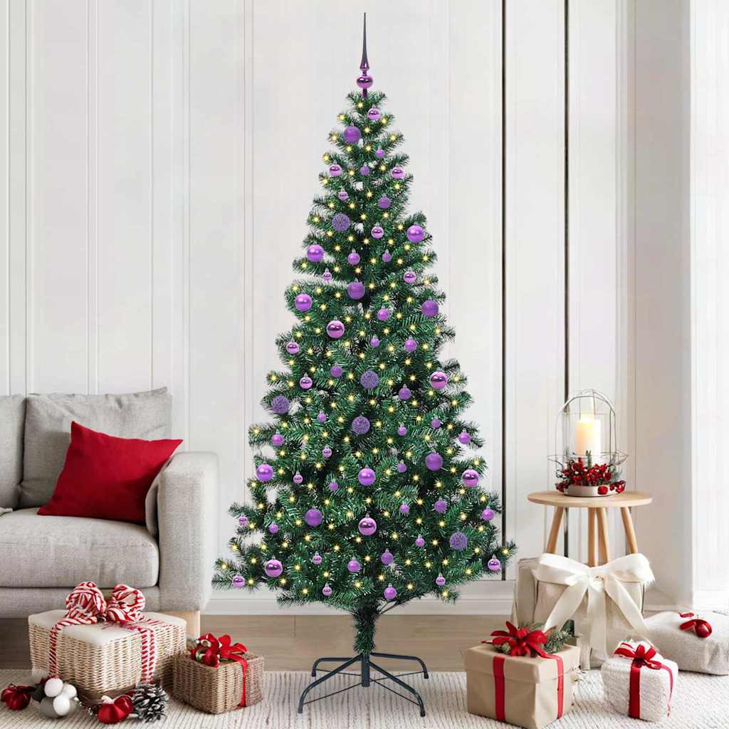 vidaXL Künstlicher vorbeleuchteter Weihnachtsbaum Grün 210 cm