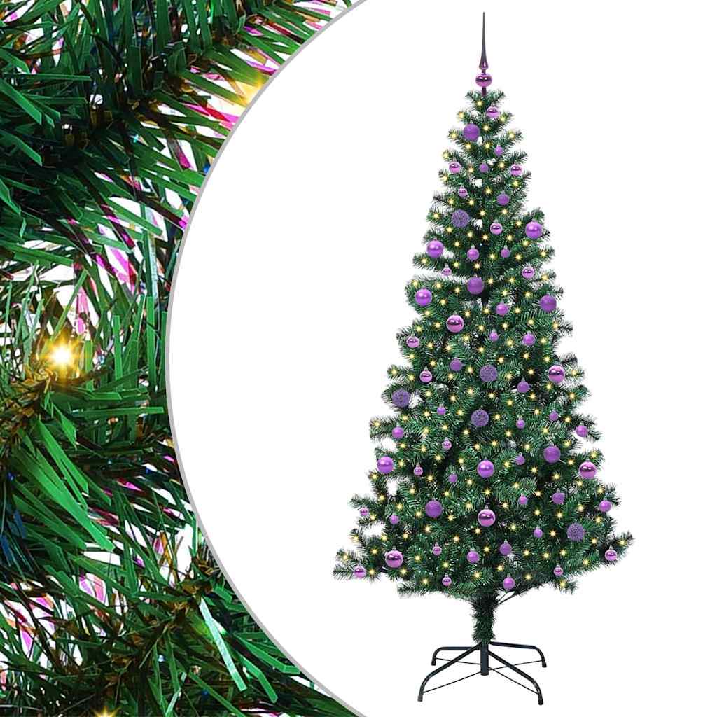vidaXL Künstlicher vorbeleuchteter Weihnachtsbaum Grün 210 cm