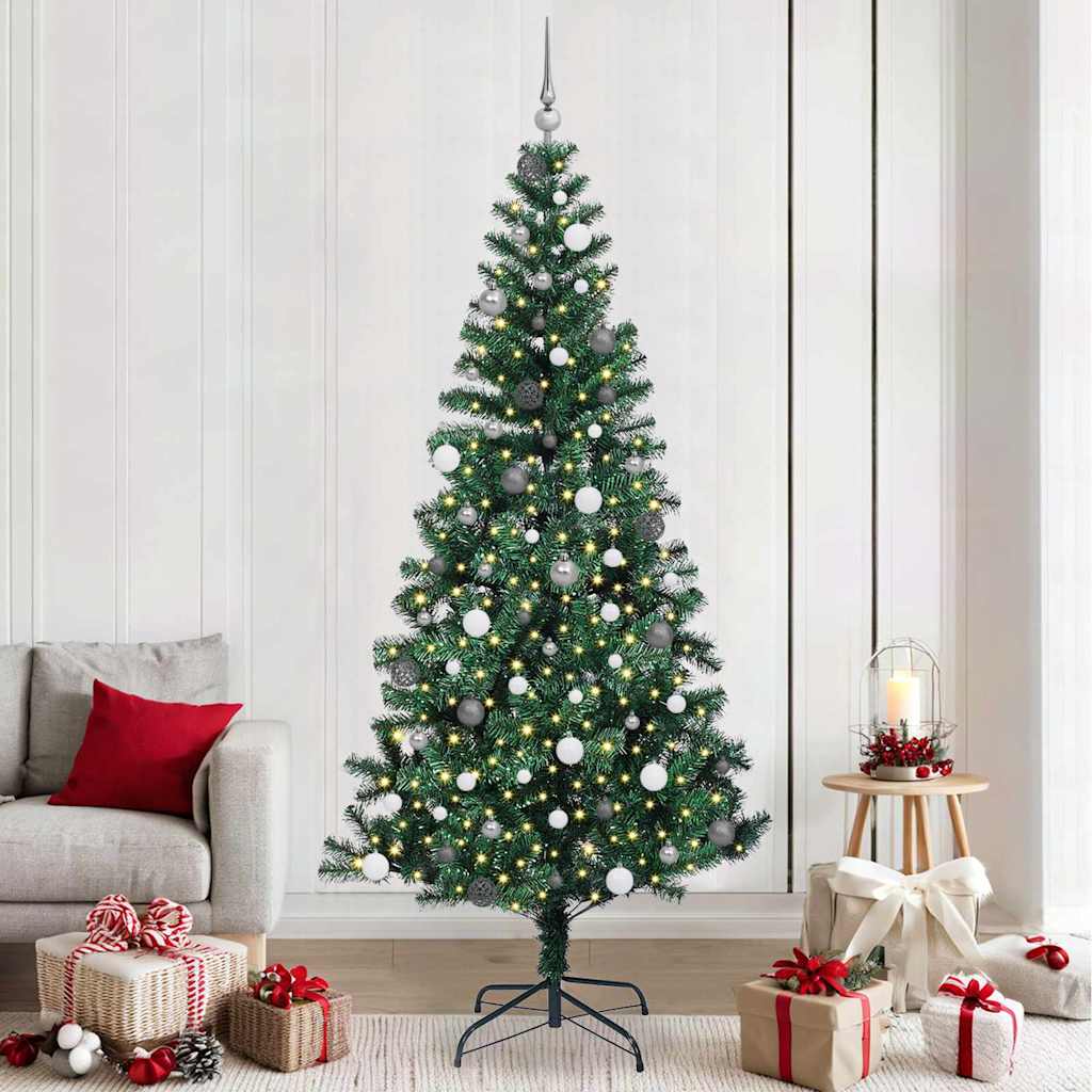 vidaXL Künstlicher vorbeleuchteter Weihnachtsbaum Grün 240 cm
