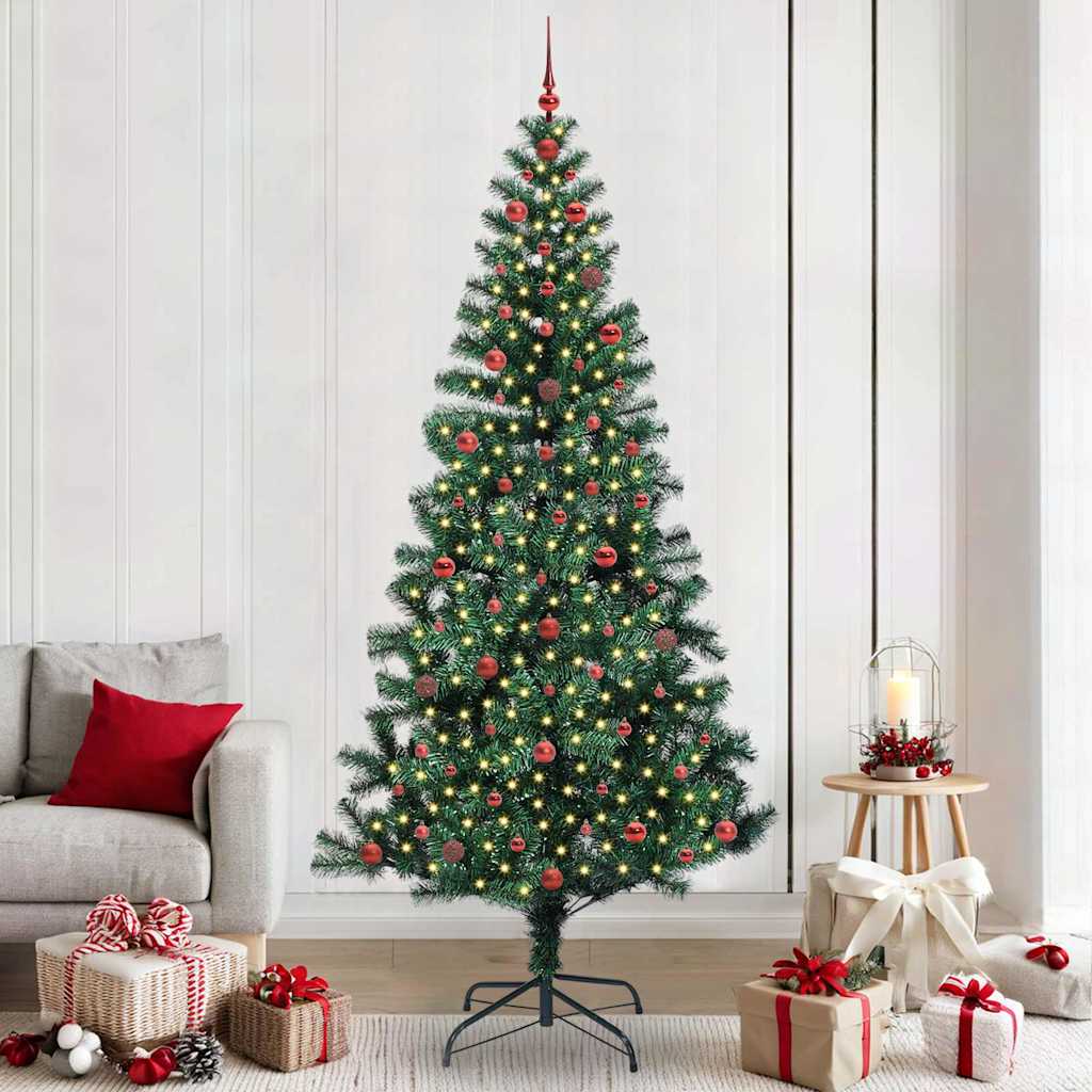 vidaXL Künstlicher vorbeleuchteter Weihnachtsbaum Grün 240 cm