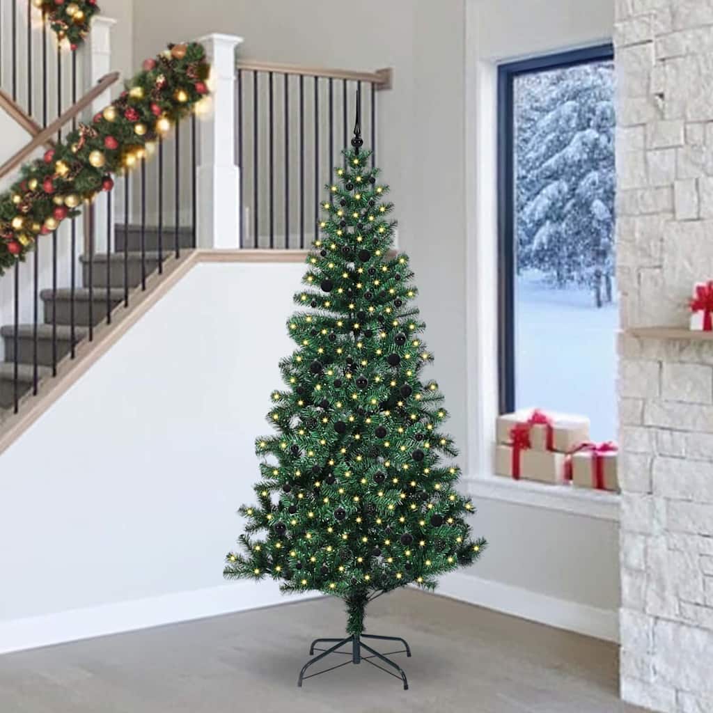 vidaXL Künstlicher vorbeleuchteter Weihnachtsbaum Grün 240 cm