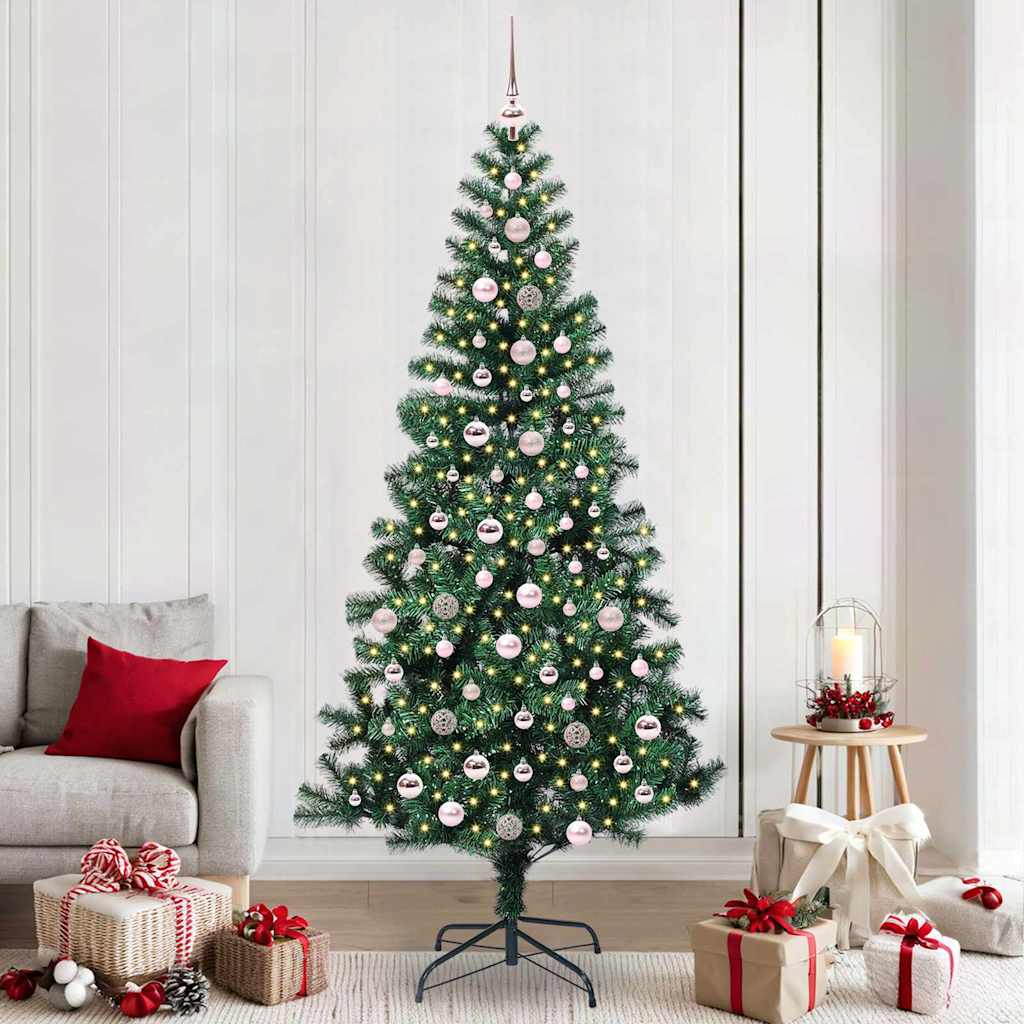 vidaXL Künstlicher vorbeleuchteter Weihnachtsbaum Grün 240 cm