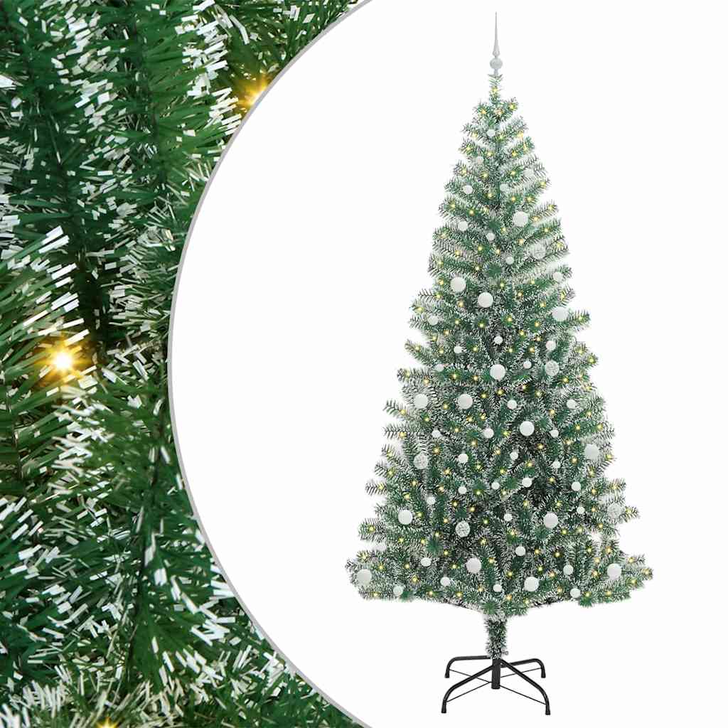 Künstlicher Weihnachtsbaum beschneit mit LED Licht 240 cm
