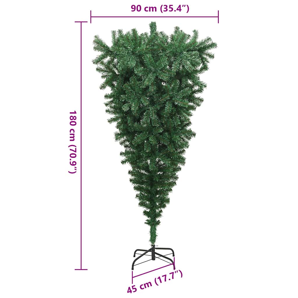 vidaXL Umgedrehter künstlicher vorbeleuchteter Weihnachtsbaum 180 cm