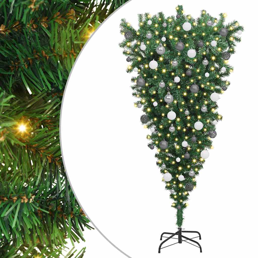vidaXL Umgekehrter künstlicher bereits beleuchteter Weihnachtsbaum mit Kugel-Set