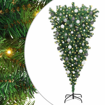 vidaXL Umgekehrter künstlicher bereits beleuchteter Weihnachtsbaum mit Kugel-Set